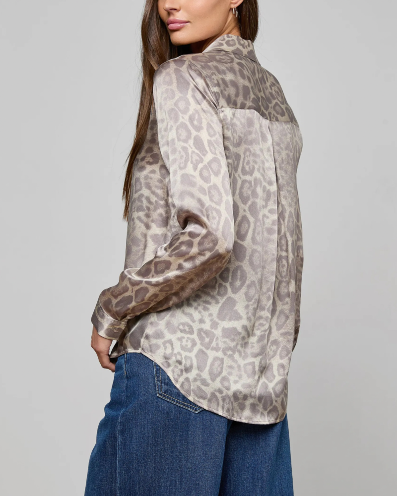 L'agence Tyler L/S Blouse - Grey Multi Patch Leopard