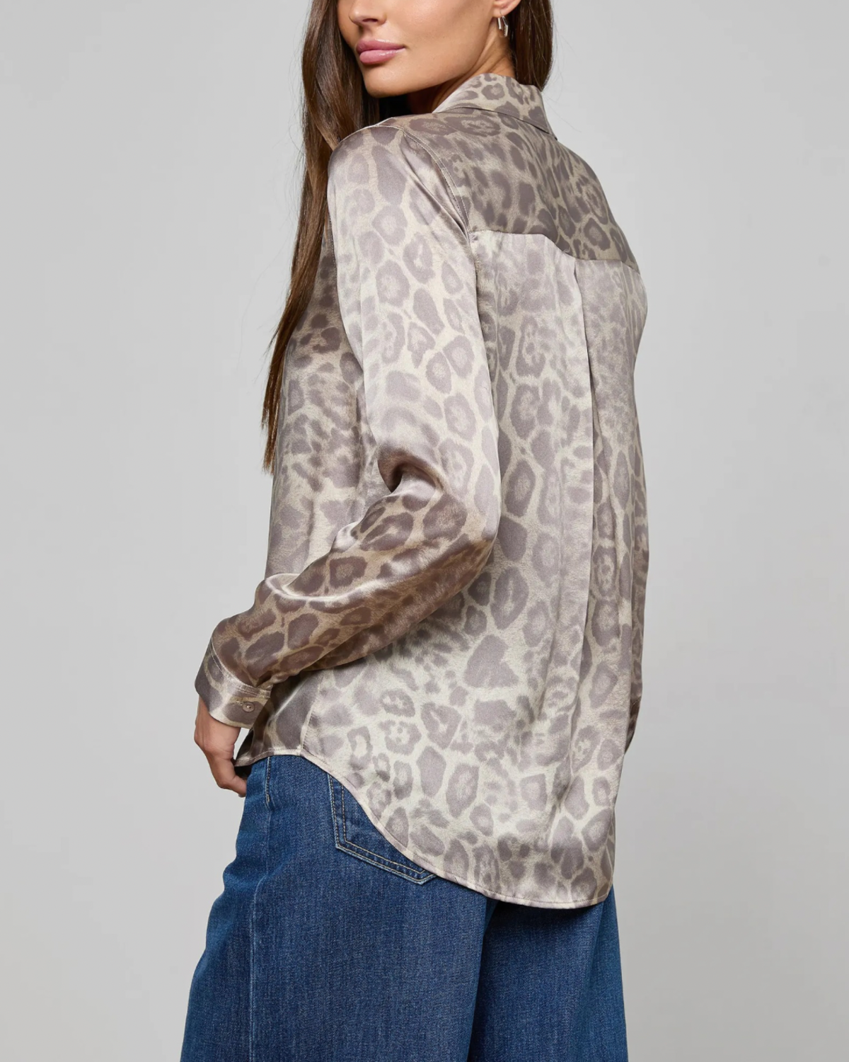 L'agence Tyler L/S Blouse - Grey Multi Patch Leopard - Image 6 of 6