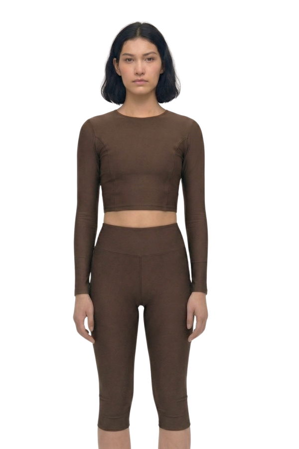 Hauslabel Long Sleeve Cropped Top - Arabica
