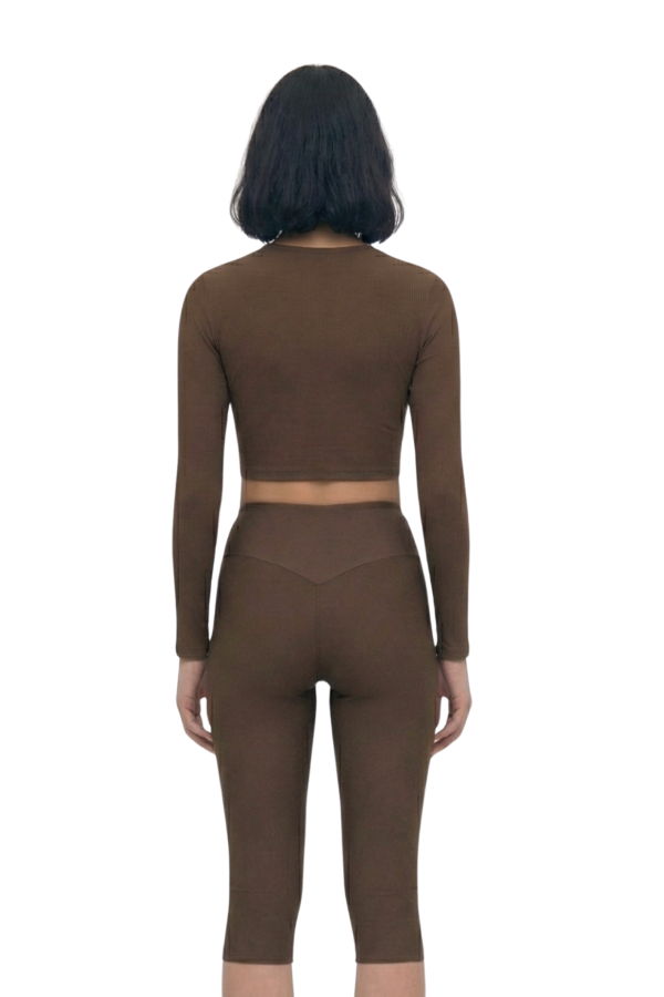 Hauslabel Long Sleeve Cropped Top - Arabica