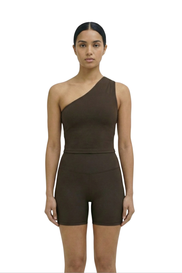 Hauslabel One Shoulder Asymmetrical Top - Arabica