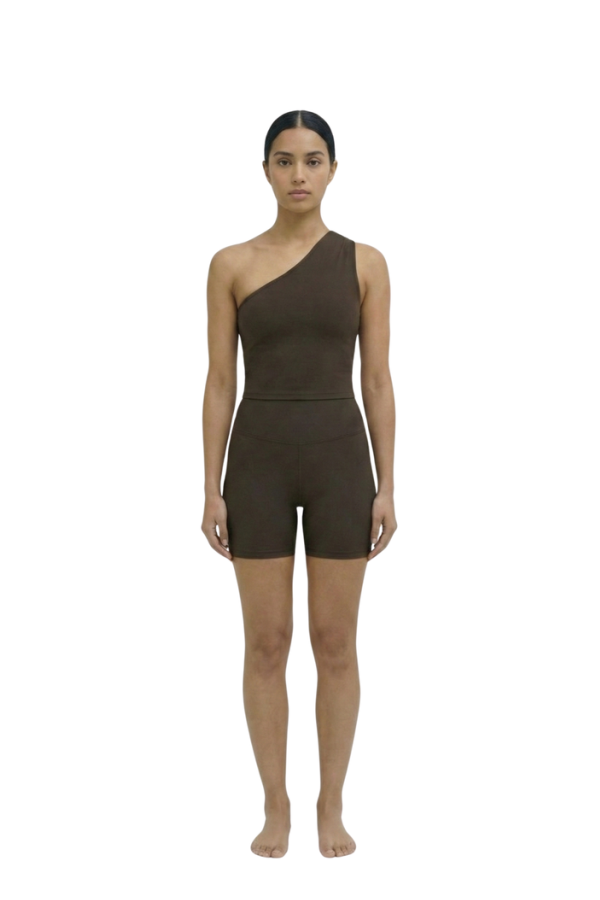 Hauslabel One Shoulder Asymmetrical Top - Arabica