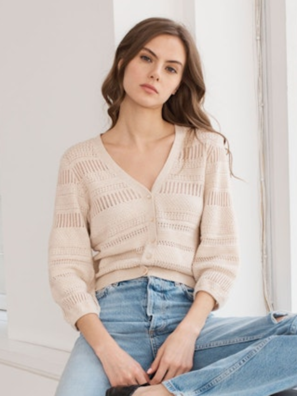 Autumn Cashmere 3/4 Puff Sleeve Cardigan