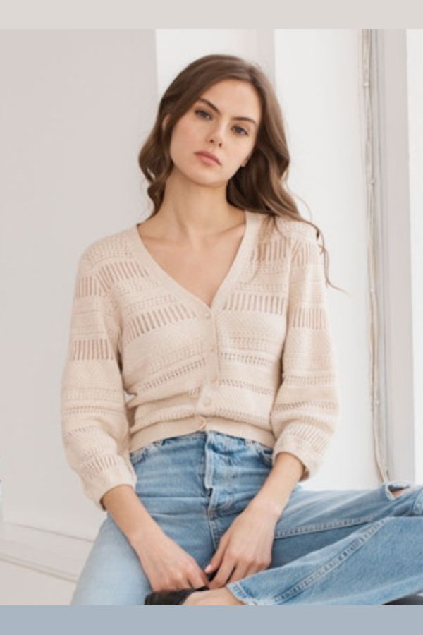 Autumn Cashmere 3/4 Puff Sleeve Cardigan