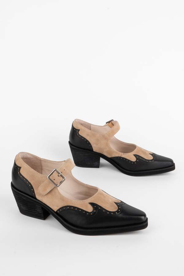 "INTENTIONALLY __________." Franklin Mary Jane Heels - Taupe Combo