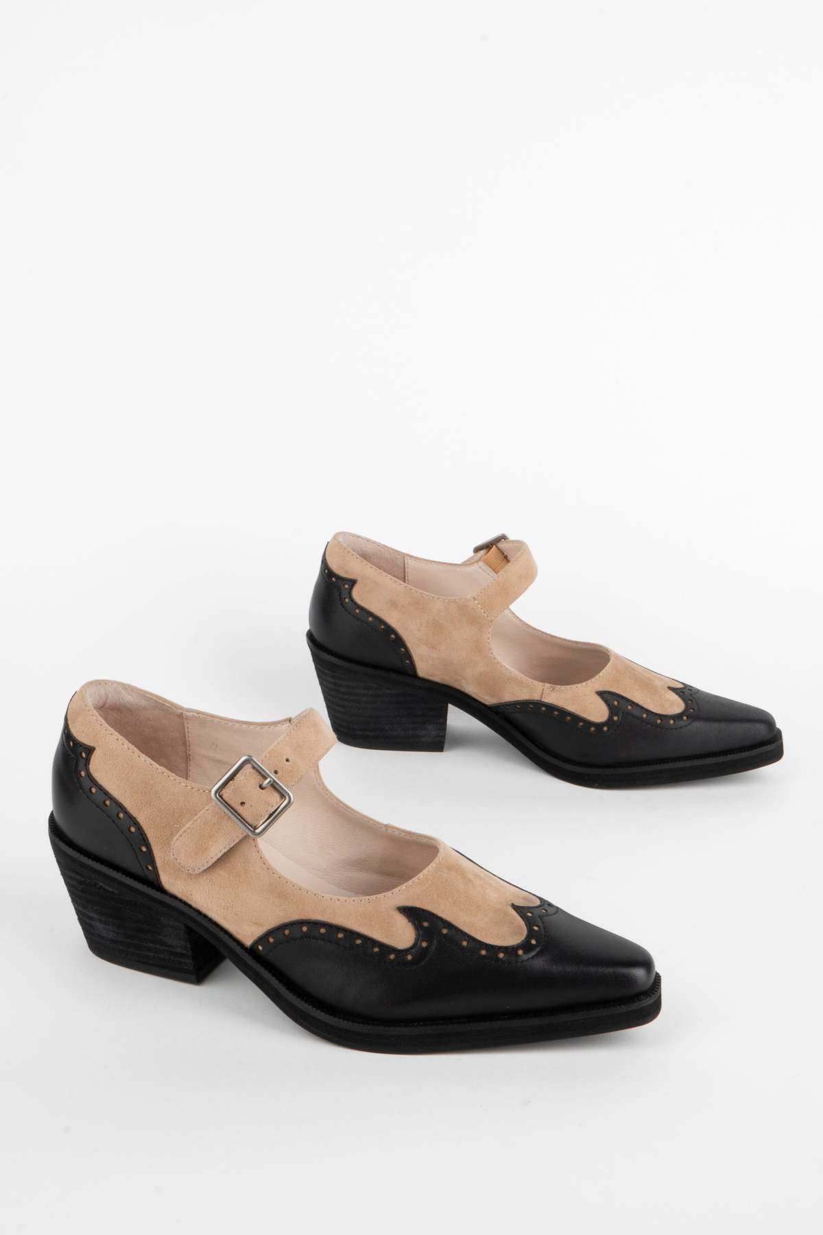 "INTENTIONALLY __________." Franklin Mary Jane Heels - Taupe Combo - Image 1 of 5