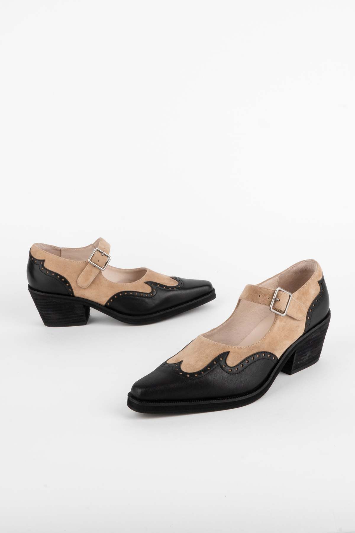 "INTENTIONALLY __________." Franklin Mary Jane Heels - Taupe Combo - Image 2 of 5