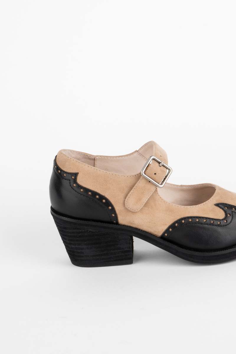 "INTENTIONALLY __________." Franklin Mary Jane Heels - Taupe Combo