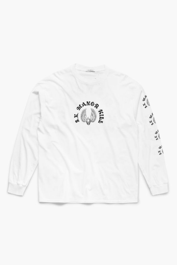 s.k. manor hill Skull & Wings LS Tee Tee - White
