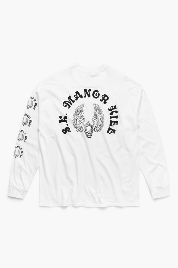 s.k. manor hill Skull & Wings LS Tee Tee - White