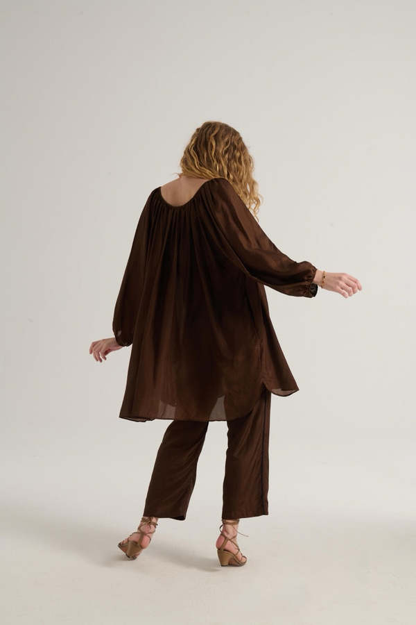 Loup Charmant Peasant Tunic - Chocolate