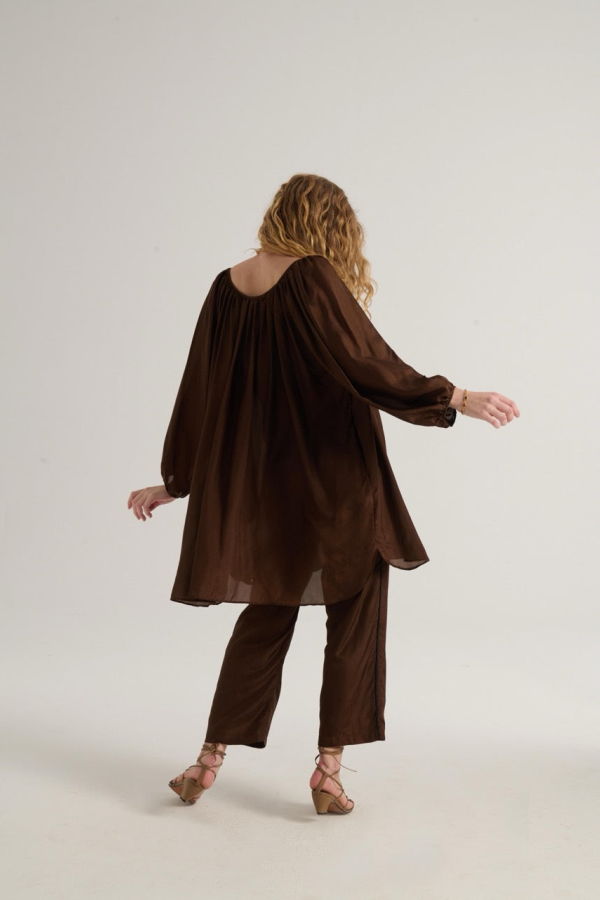 Loup Charmant Peasant Tunic - Chocolate
