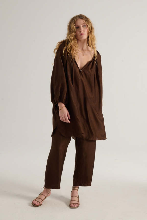 Loup Charmant Peasant Tunic - Chocolate
