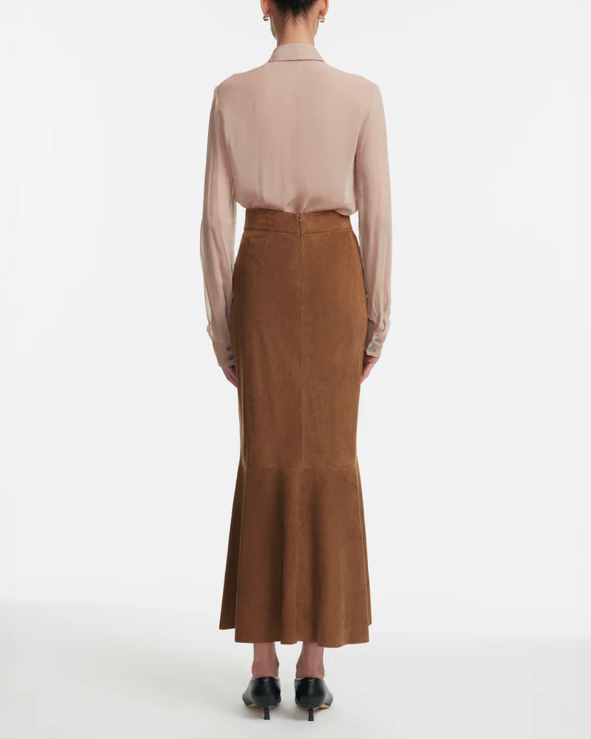 Lela Rose Paillette Embroidered Georgette Shirt - Taupe - Image 3 of 4