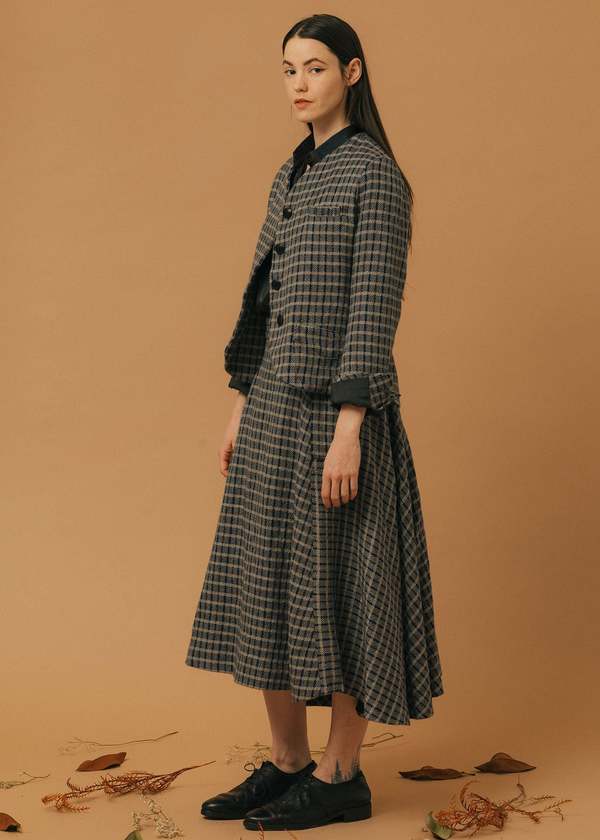 Geoffrey B. Small 4-Button 4-Pocket Jacket - H.W. Blue Herringbone Plaid