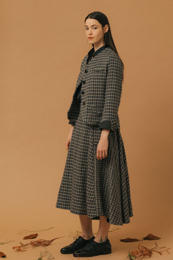 Geoffrey B. Small 4-Button 4-Pocket Jacket - H.W. Blue Herringbone Plaid