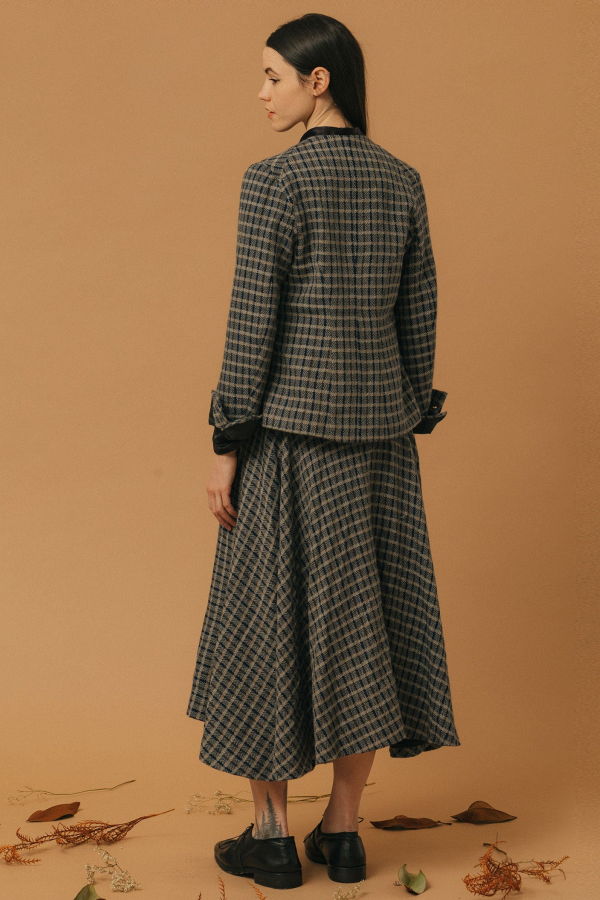 Geoffrey B. Small 4-Button 4-Pocket Jacket - H.W. Blue Herringbone Plaid