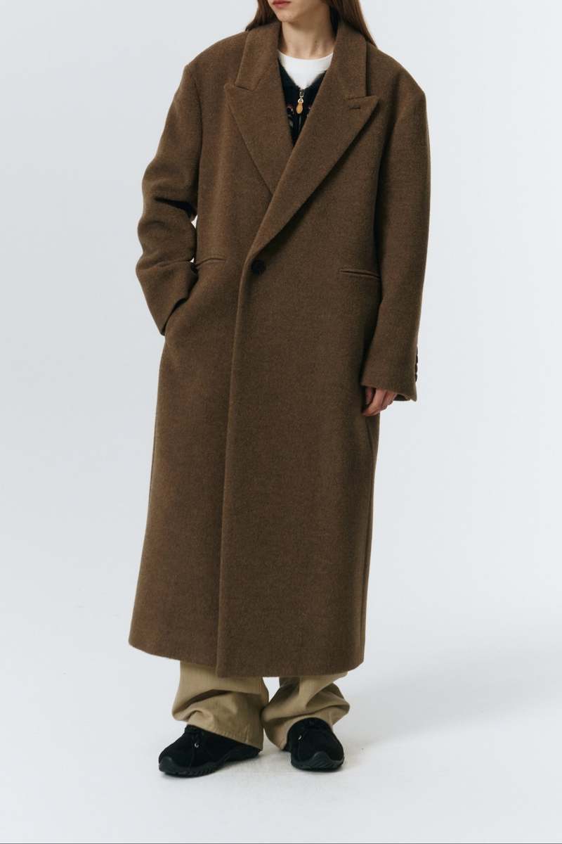 Dunst Unisex Maxi Double Wool Coat - Khaki Beige