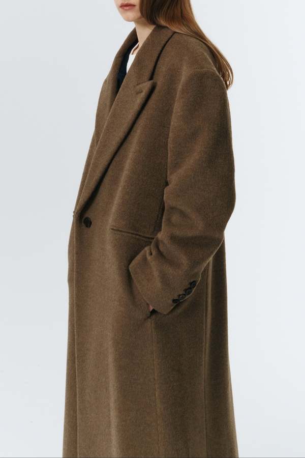 Dunst Unisex Maxi Double Wool Coat - Khaki Beige