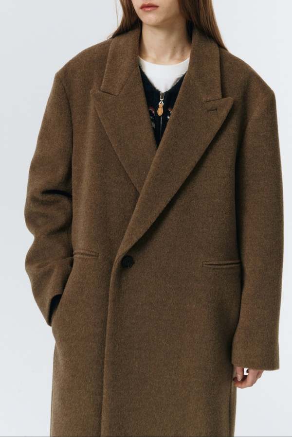 Dunst Unisex Maxi Double Wool Coat - Khaki Beige