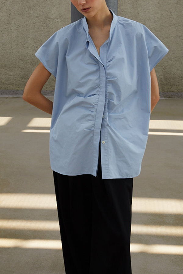 Uli Schneider Cotton Ruff Cape Blouse - Skyway