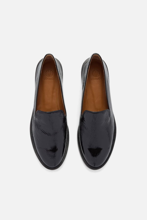 Coclico Yasmin Loafer - Black Crinkled Patent