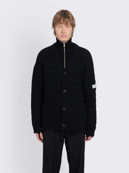 Lemaire Convertible Collar Cardigan - Black | Garmentory