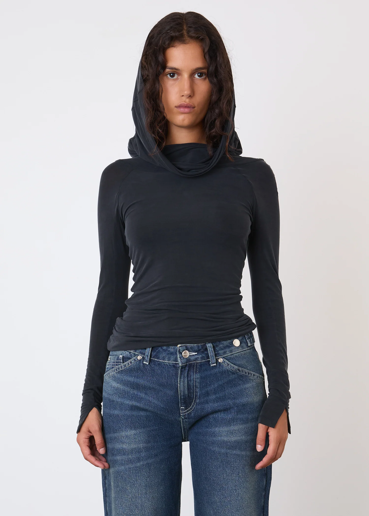 PEACHY DEN Kylie Cold Shoulder Top - Graphite - Image 1 of 4