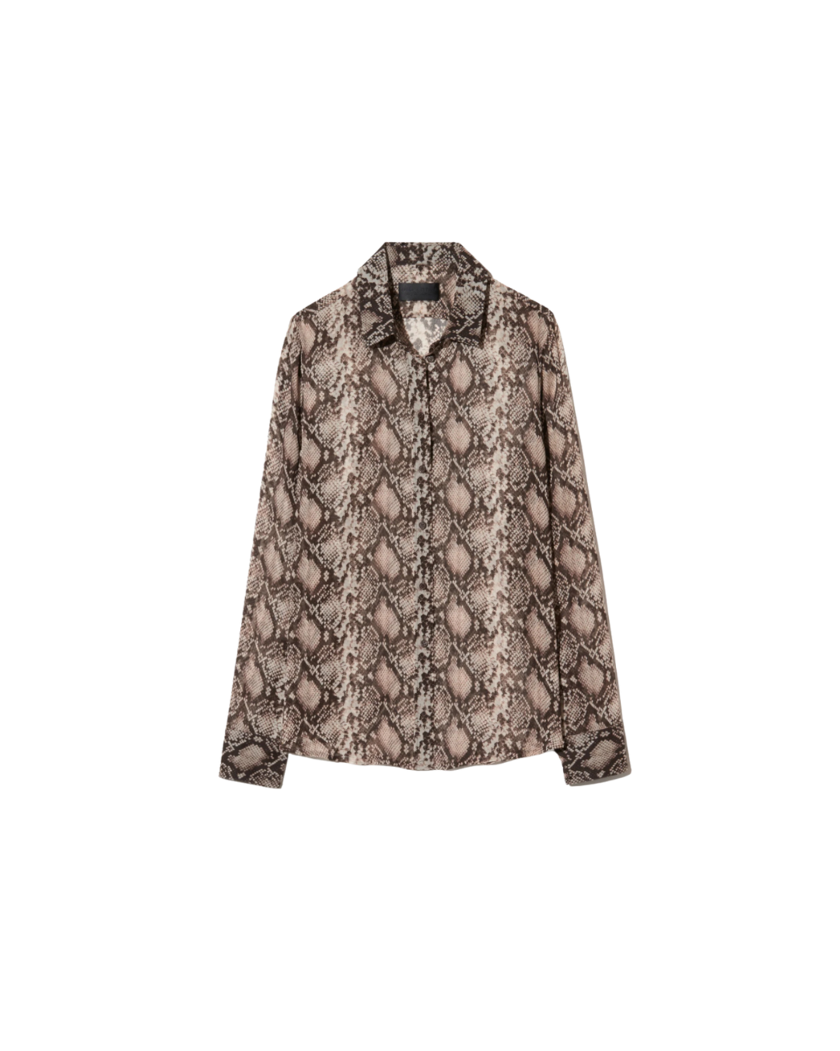 Nili Lotan Gaia Slim Shirt - Stone/Brown Snake Print - Image 1 of 5