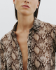 Nili Lotan Gaia Slim Shirt - Stone/Brown Snake Print - Thumbnail 3