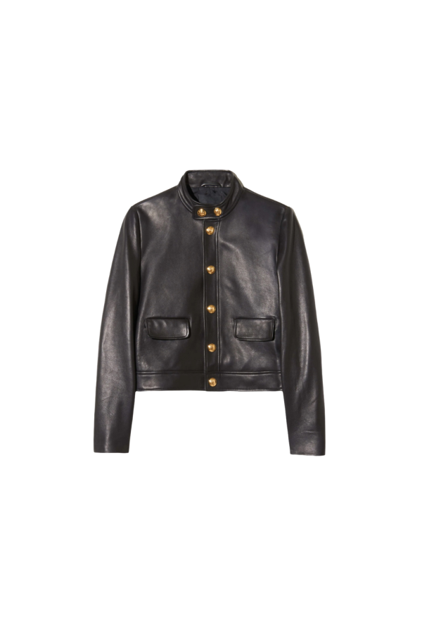 Nili Lotan Hadley Leather Cropped Jacket - Black