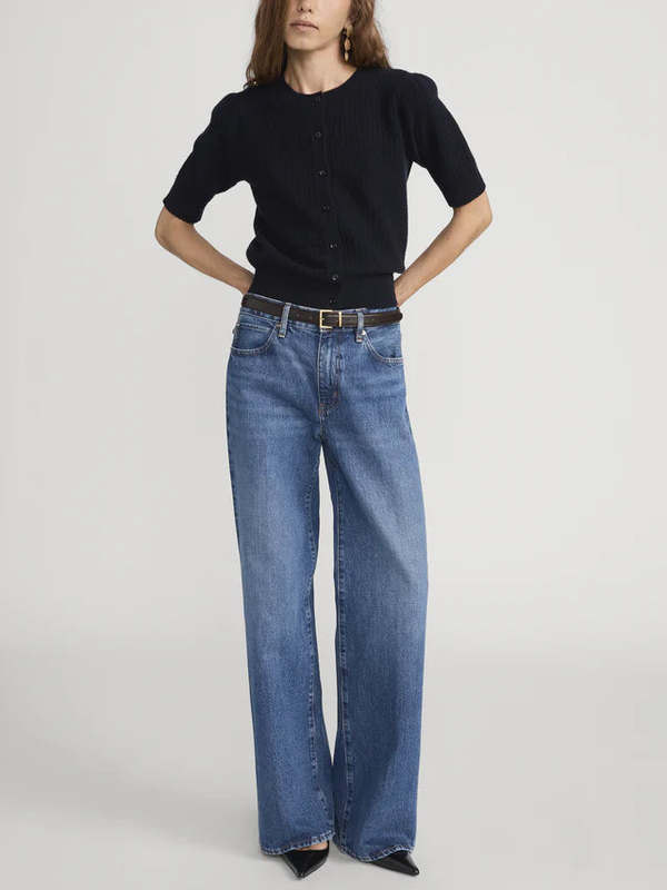 Frame The Chain Pointelle Cardi Cardigan - Navy