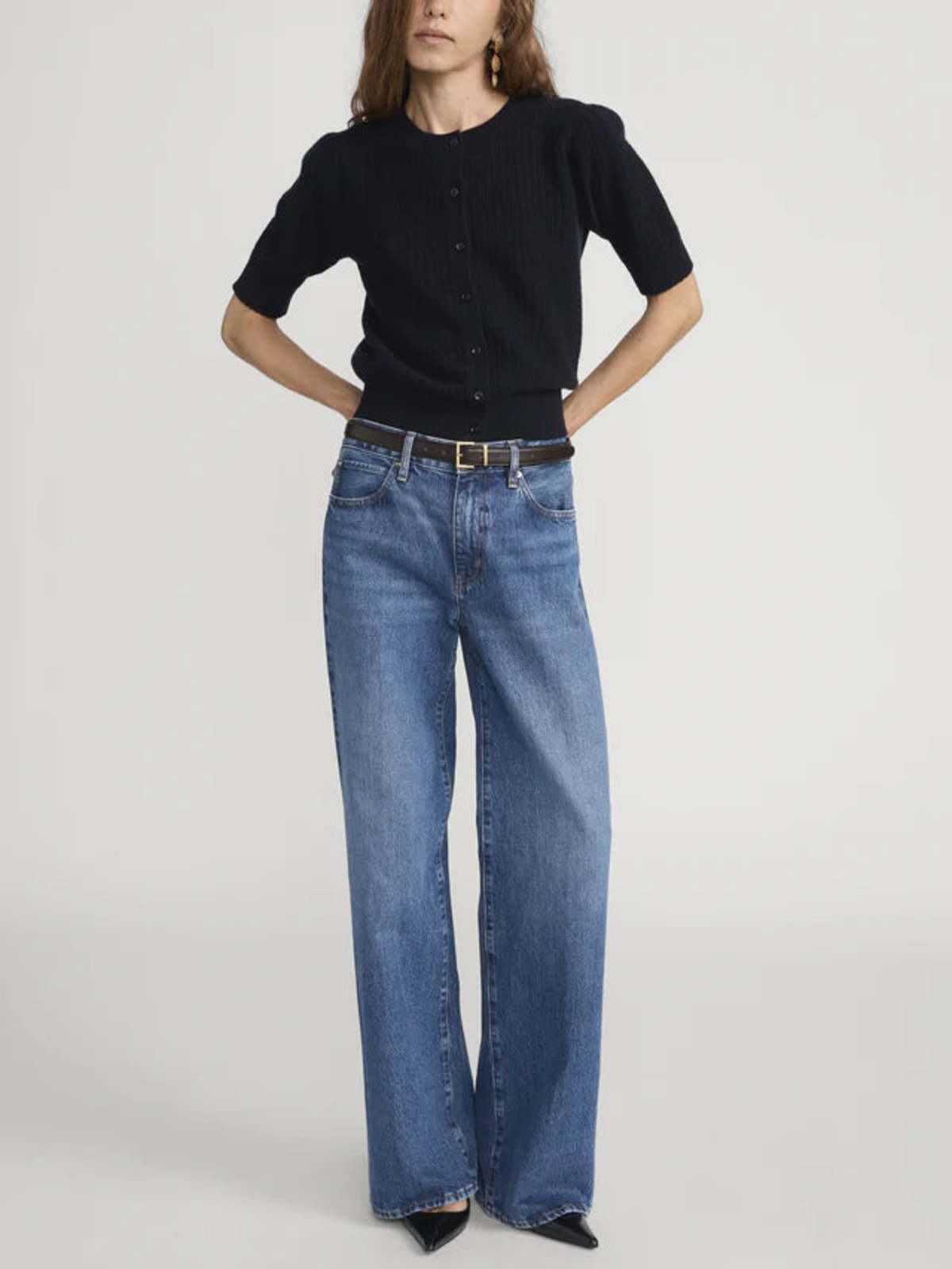 Frame The Chain Pointelle Cardi Cardigan - Navy - Image 1 of 3