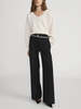 Frame The Prim Slim Palazzo Trouser Pants - Black - Thumbnail 1