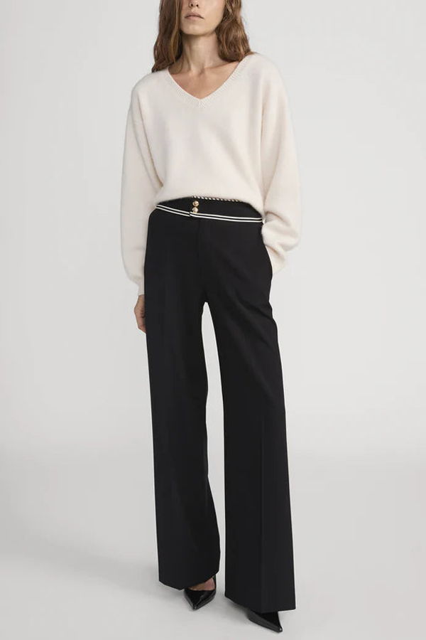 Frame The Prim Slim Palazzo Trouser Pants - Black