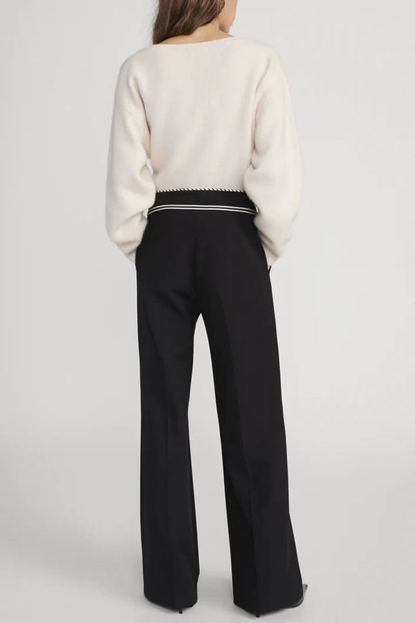 Frame The Prim Slim Palazzo Trouser Pants - Black