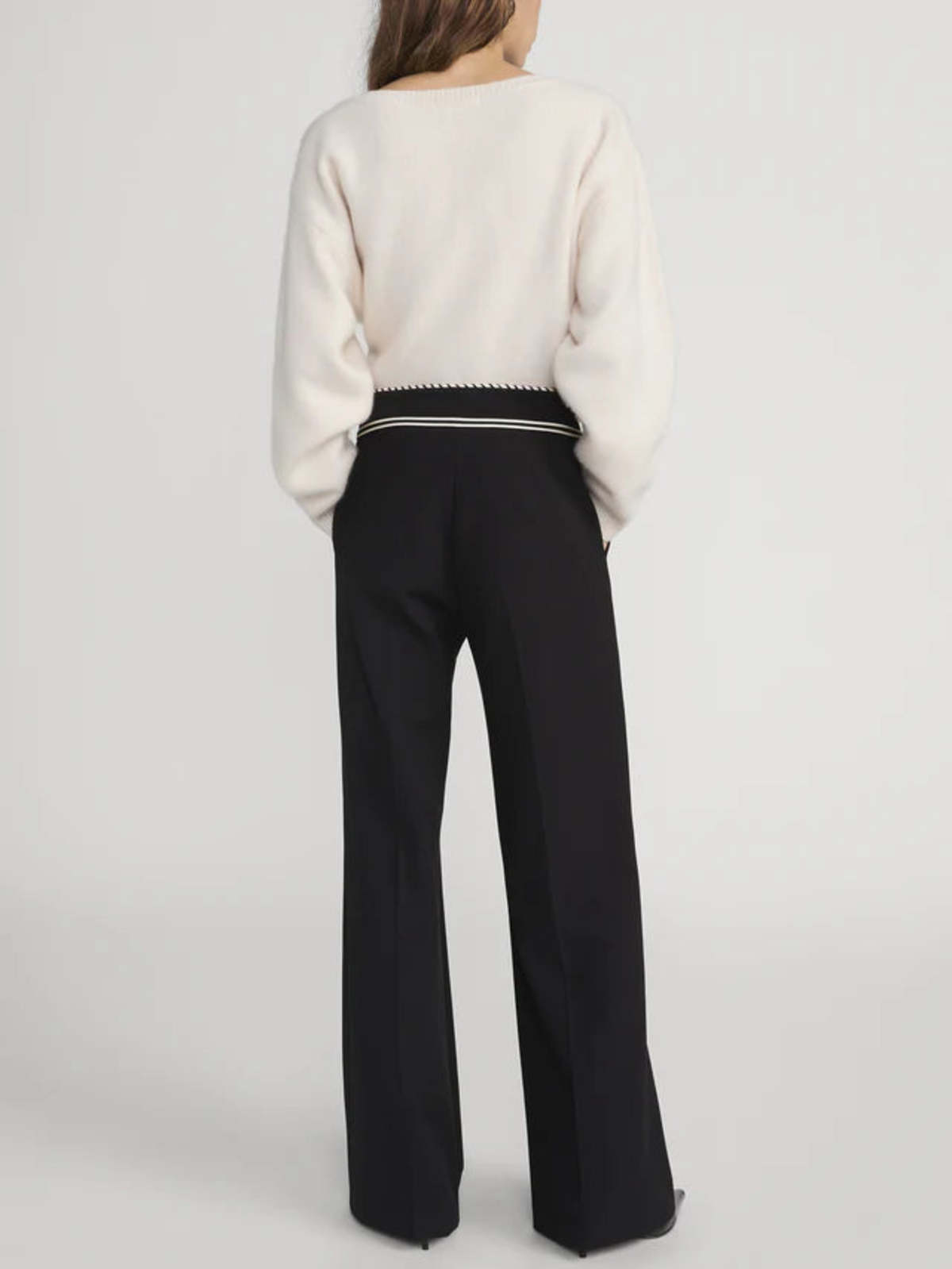 Frame The Prim Slim Palazzo Trouser Pants - Black - Image 2 of 3