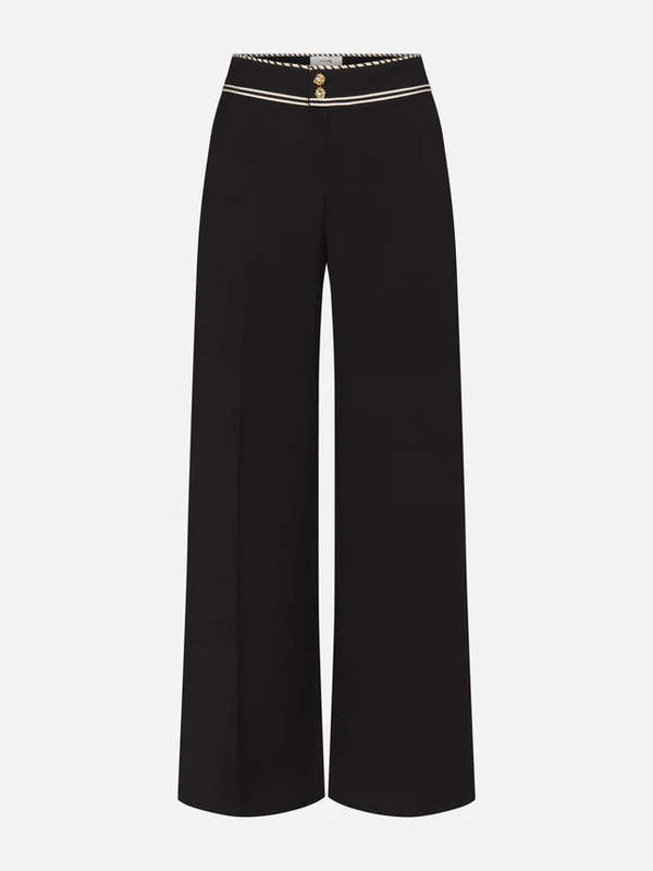 Frame The Prim Slim Palazzo Trouser Pants - Black