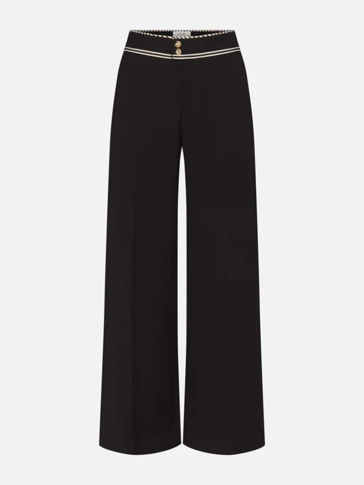 Frame The Prim Slim Palazzo Trouser Pants - Black - Image 3 of 3