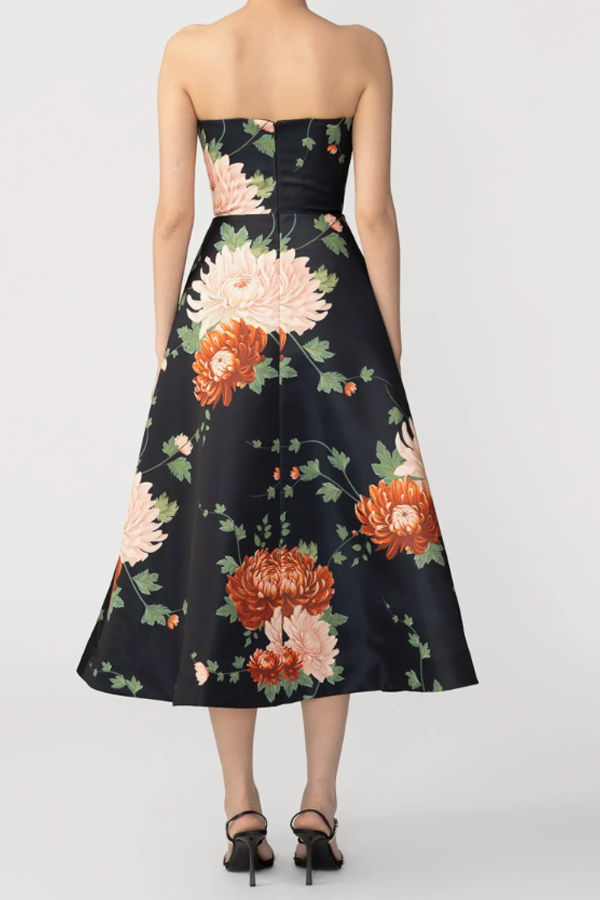 Sau Lee Fiora Satin Dress - Black