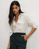 Veronica Beard Saku Striped Button-Down Shirt - Dove/Black - Thumbnail 1
