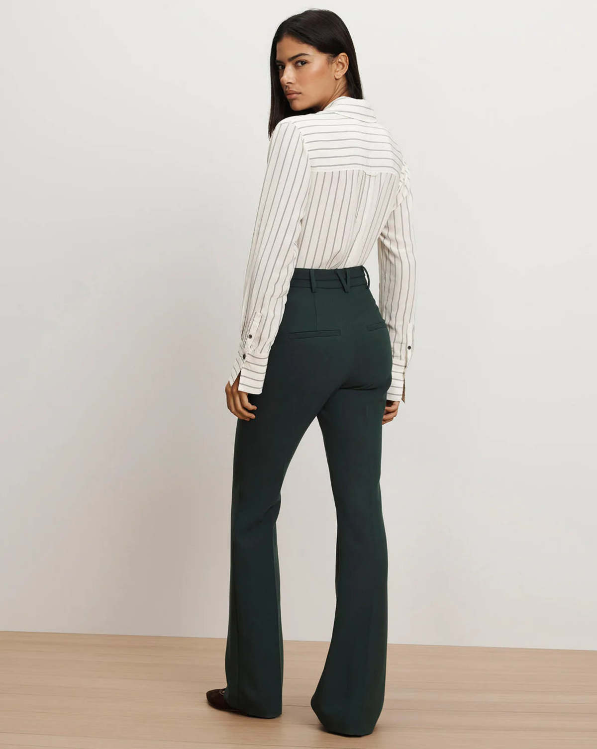 Veronica Beard Saku Striped Button-Down Shirt - Dove/Black - Image 2 of 3