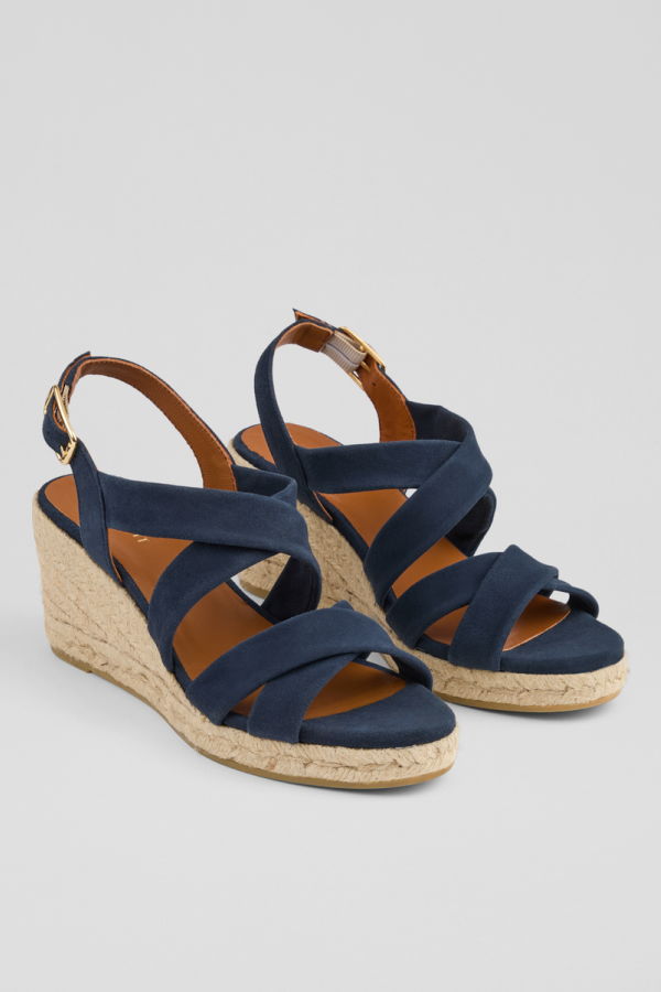 LK Bennett Mariana Wedge Sandals - Navy