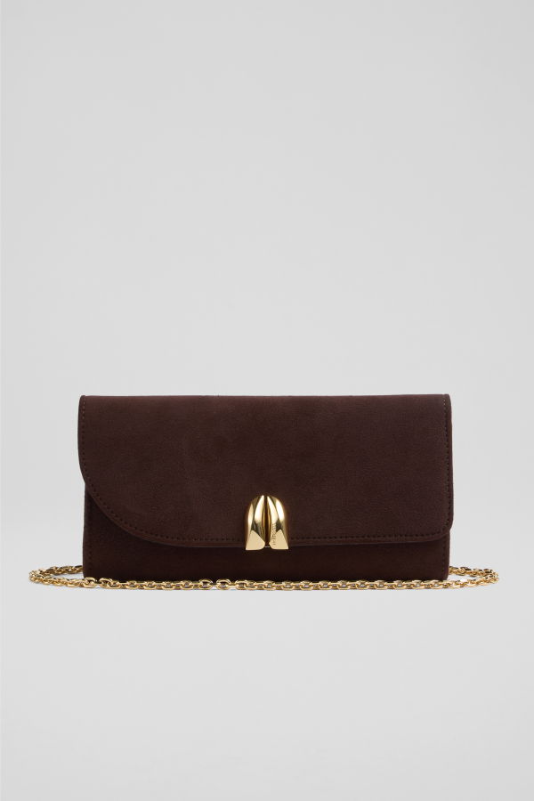 LK Bennett Florence Clutch Bag - Chocolate