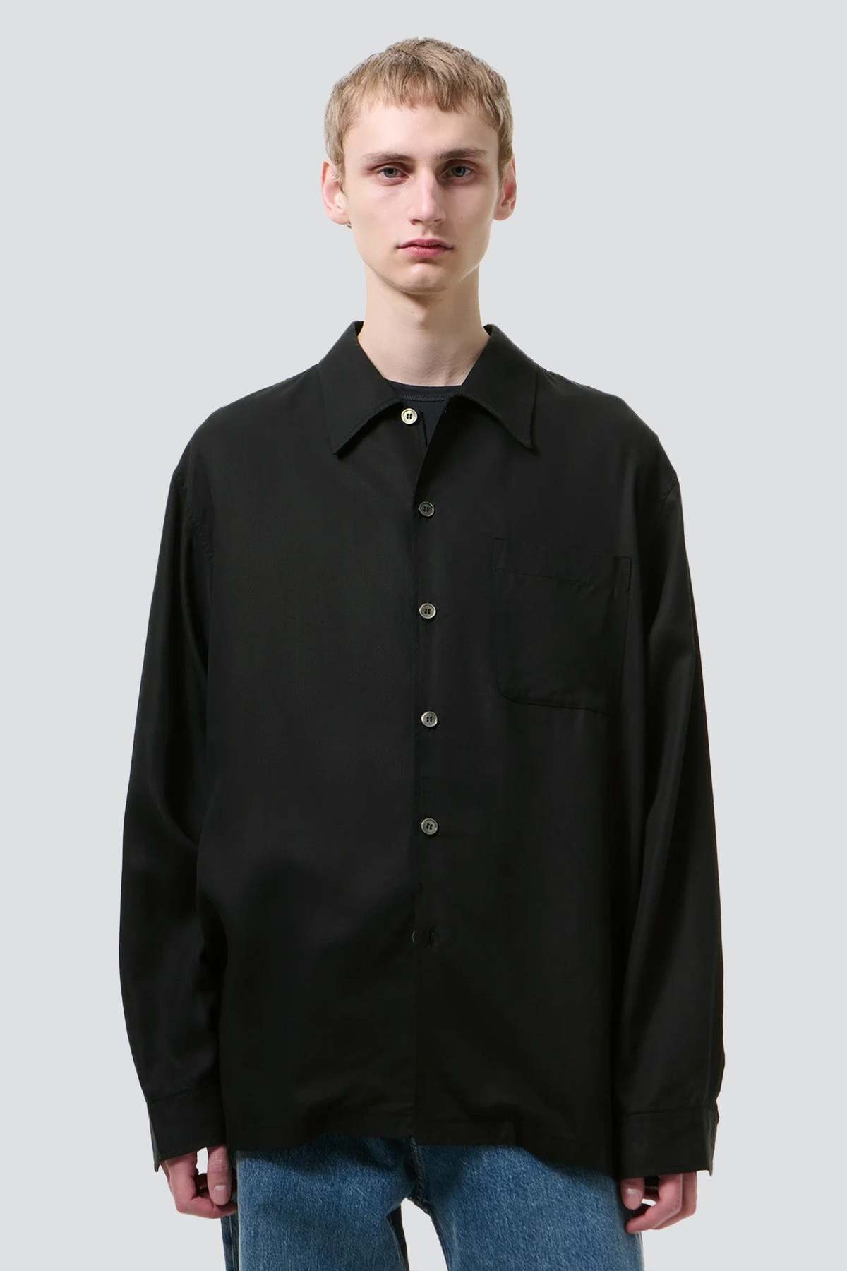 Our Legacy Black Draping Lyocell Every Shirt - Image 1 of 4