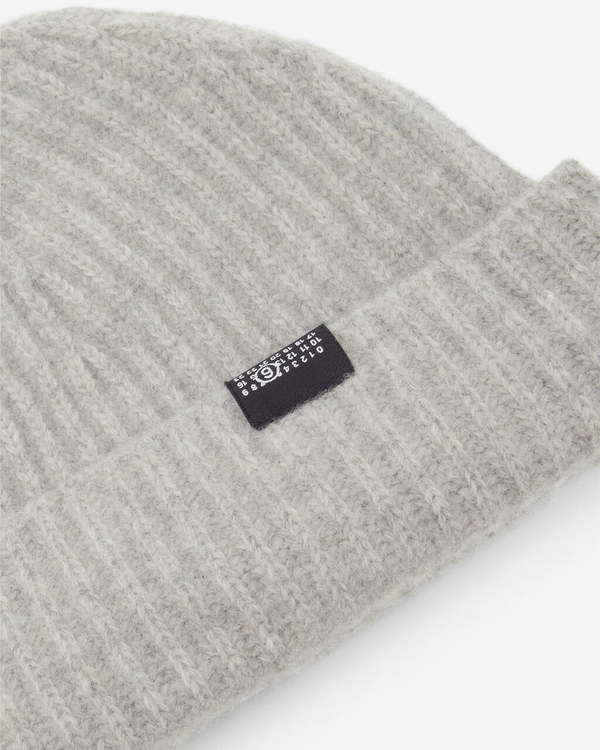MM6 Maison Margiela Polished Palladio Ribbed Wool Beanie - Polished Palladio