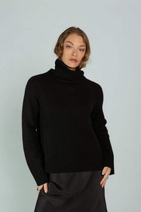 Brazeau Tricot Chunky Turtleneck Sweater - Black