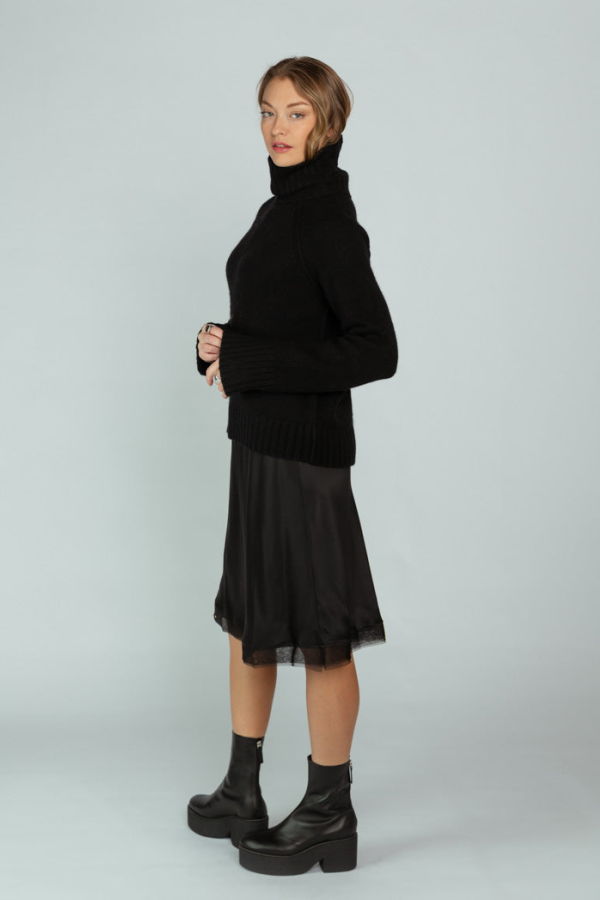 Brazeau Tricot Chunky Turtleneck Sweater - Black