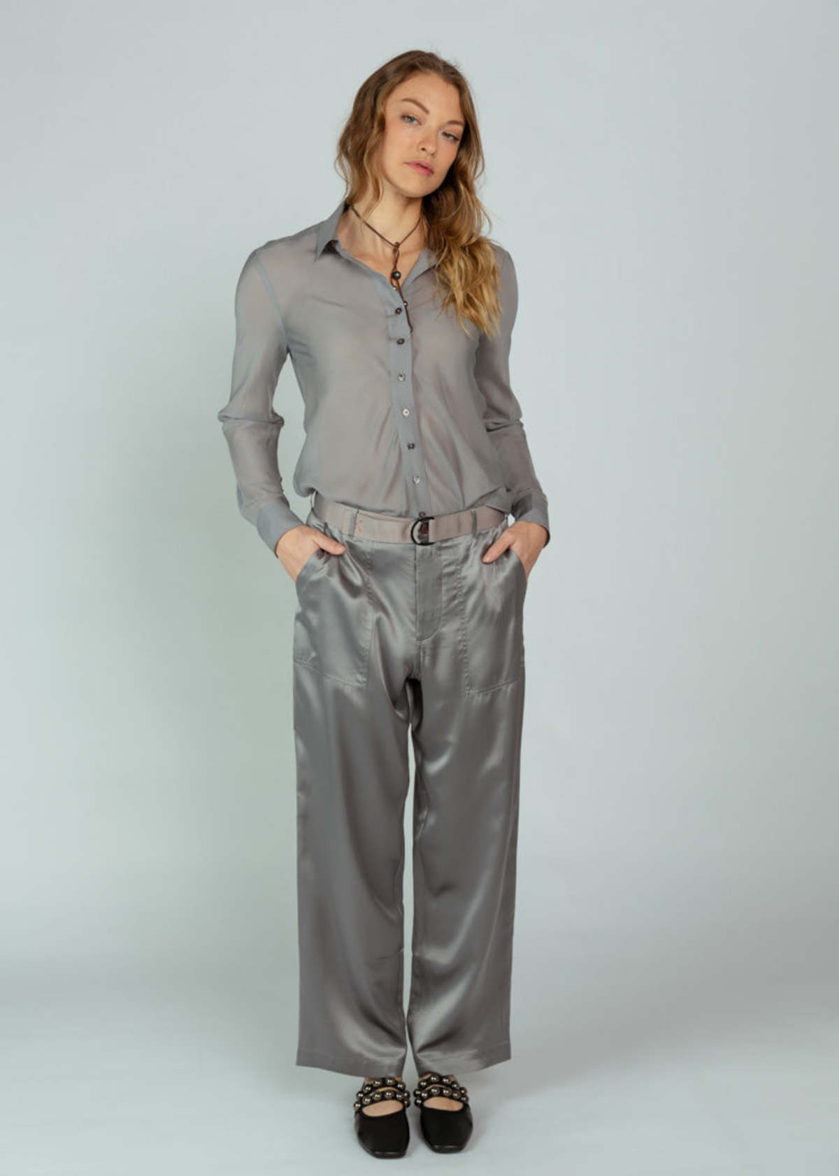 Brazeau Tricot Silk Utility Trousers - Gray - Image 1 of 5
