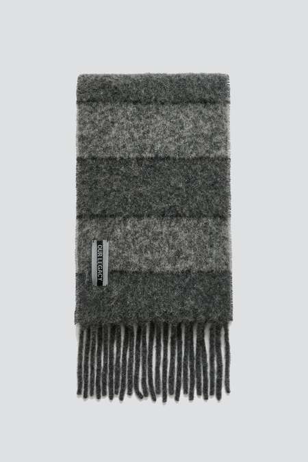Our Legacy Fuzzy Alpaca Check Estate Scarf - Black | Garmentory